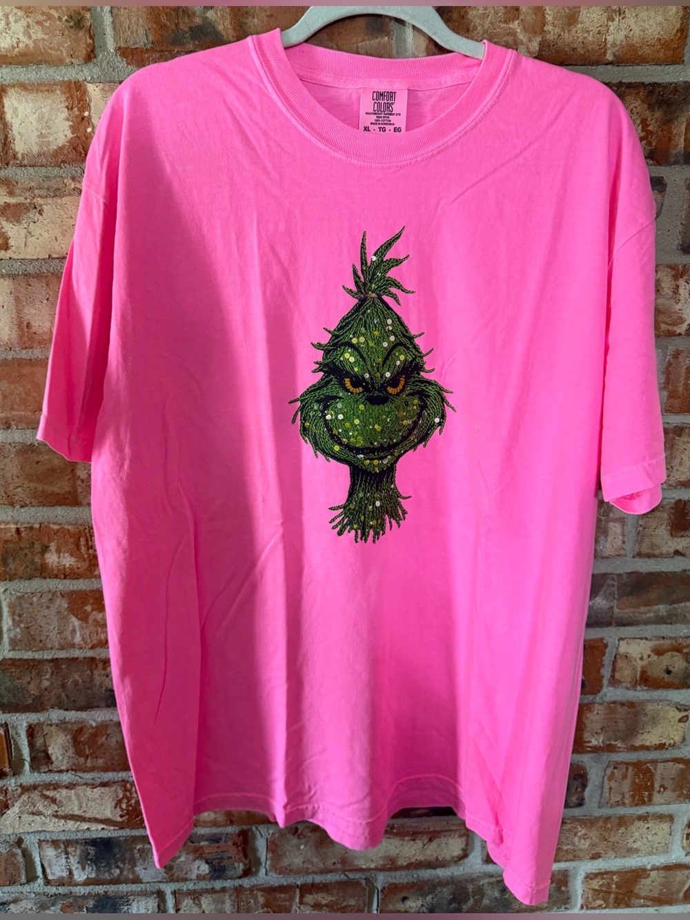 Comfort Colors Bright Pink Kids Tee with Green Character Graphic